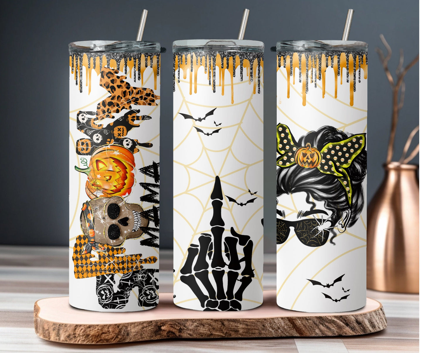 Spooky Halloween Mom Tumbler - Double-Walled Insulated Cup with Creepy Design for Messy Moms - Portable and Durable Gift for Her