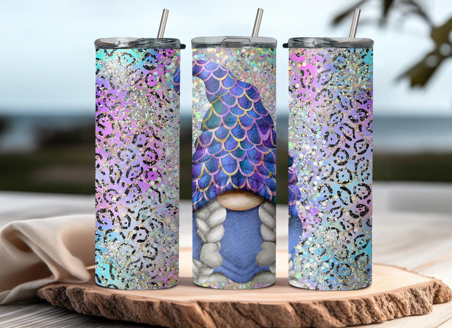 Whimsical Gnome Lover Tumblers - Perfect Gifts Featuring Mermaid, Rainbow, and Purple Heart Prints - Double Walled Insulation