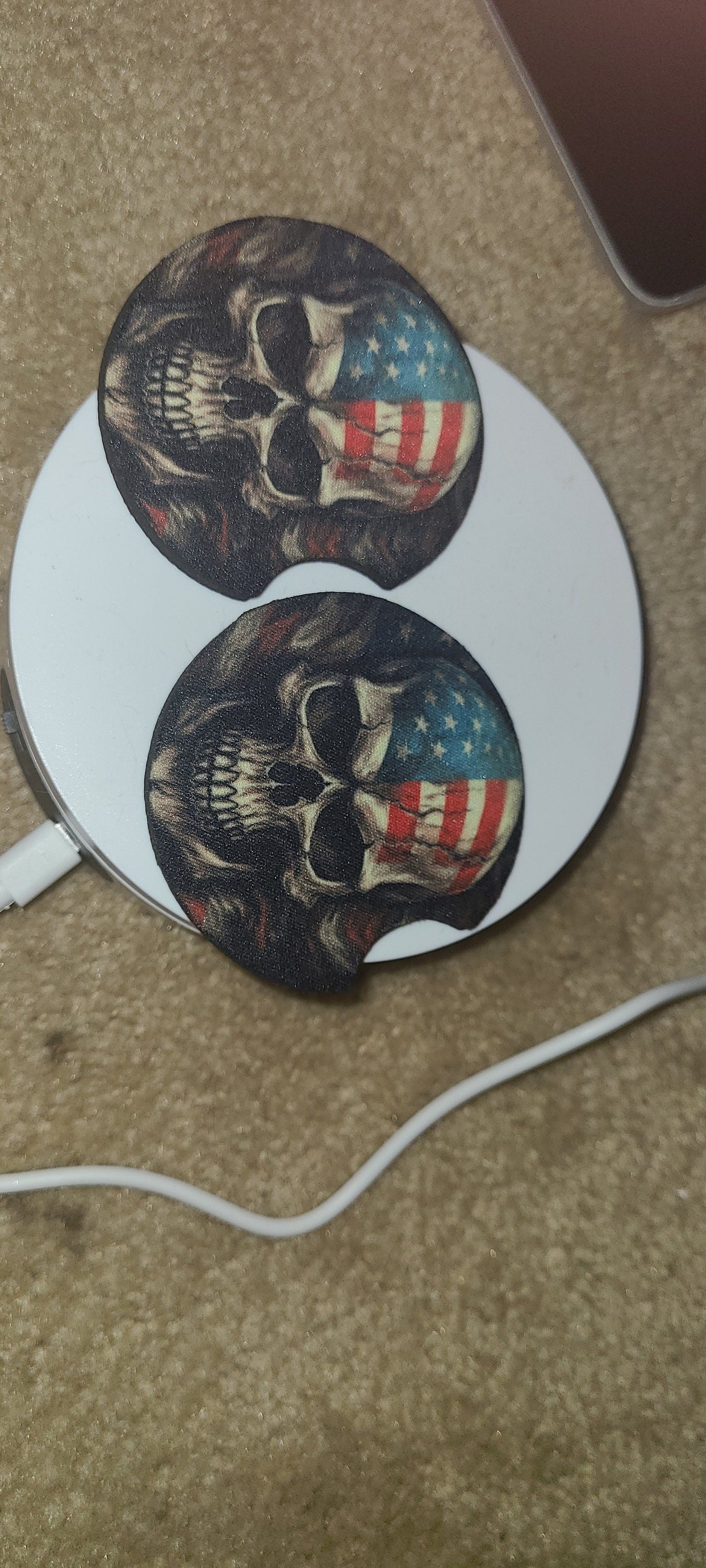 Patriotic Neoprene Car Coasters Set - Funny Gift for Him/Her - Absorbent Cup Holder Accessories - Trendy Home Decor - Easy to Clean - 2-Pack