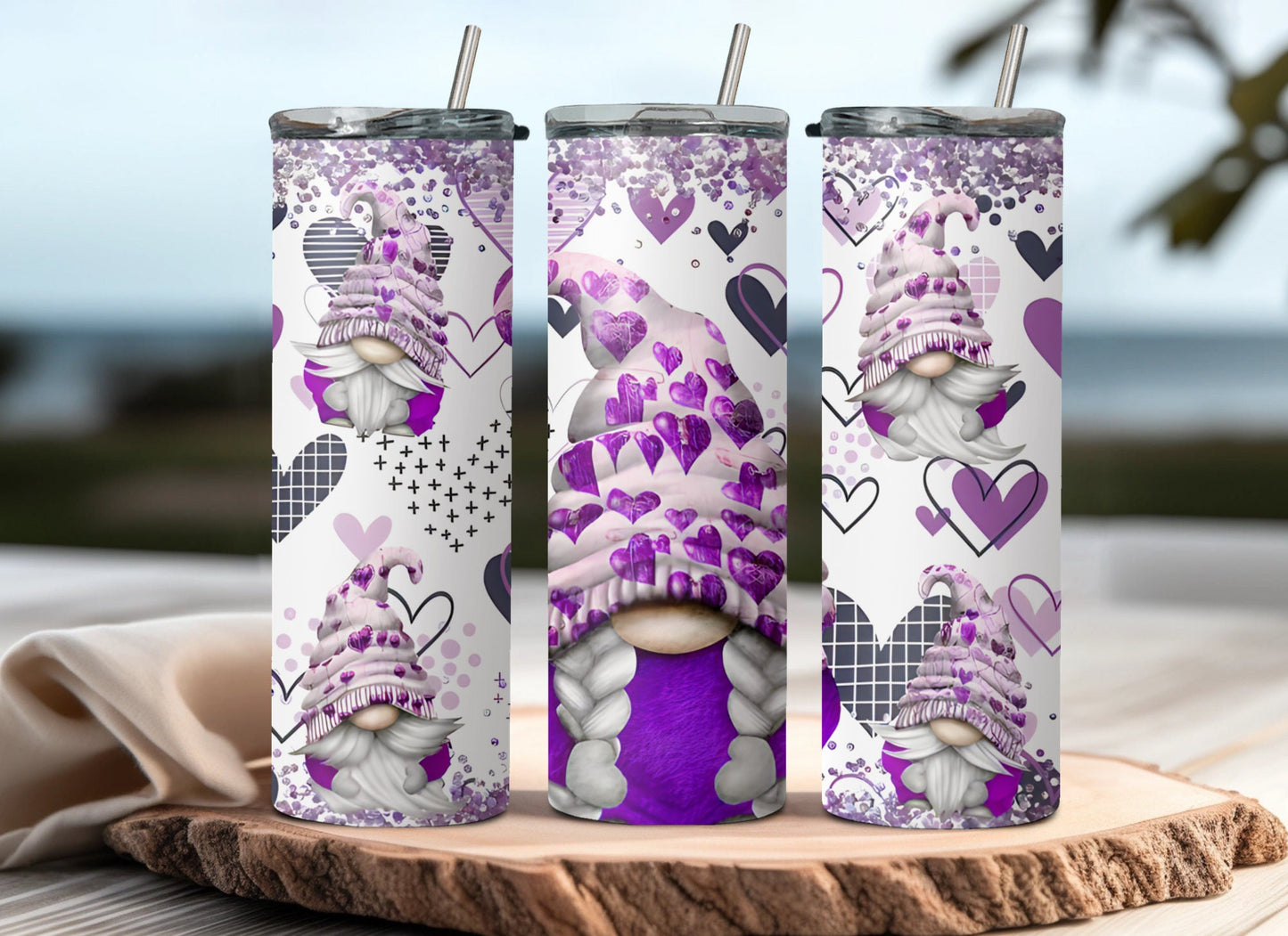 Whimsical Gnome Lover Tumblers - Perfect Gifts Featuring Mermaid, Rainbow, and Purple Heart Prints - Double Walled Insulation