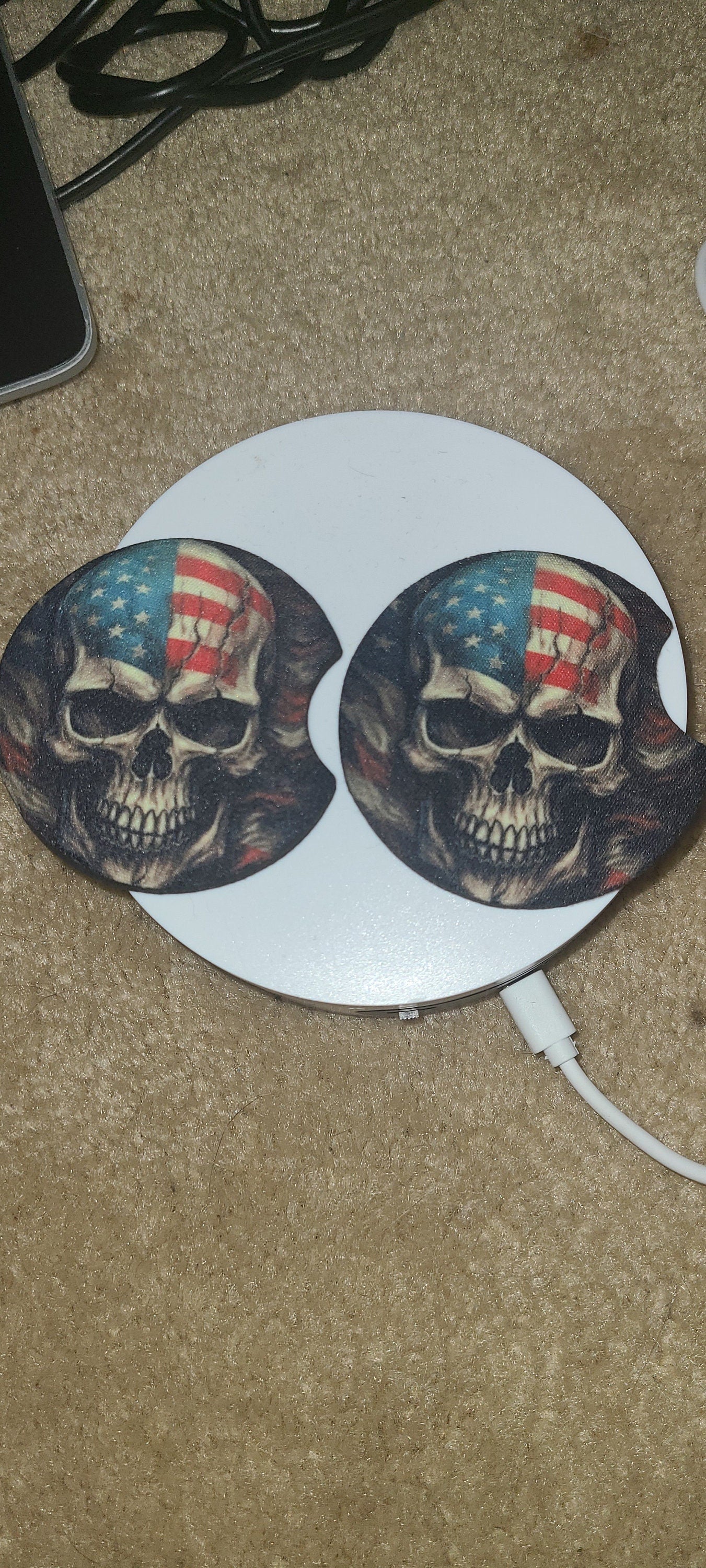 Patriotic Neoprene Car Coasters Set - Funny Gift for Him/Her - Absorbent Cup Holder Accessories - Trendy Home Decor - Easy to Clean - 2-Pack
