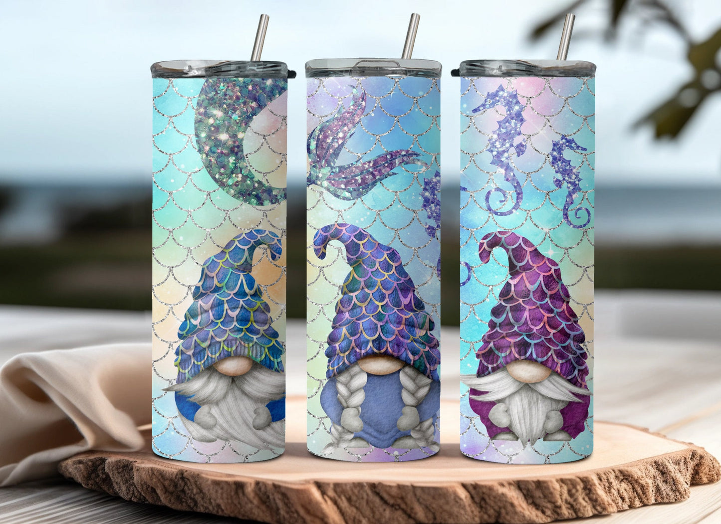 Whimsical Gnome Lover Tumblers - Perfect Gifts Featuring Mermaid, Rainbow, and Purple Heart Prints - Double Walled Insulation